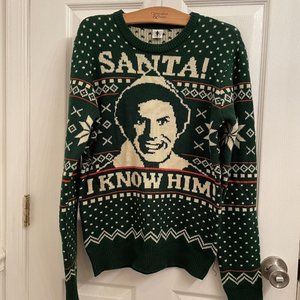 Elf Christmas Sweater Green Will Ferrell Santa! I Know Him size S